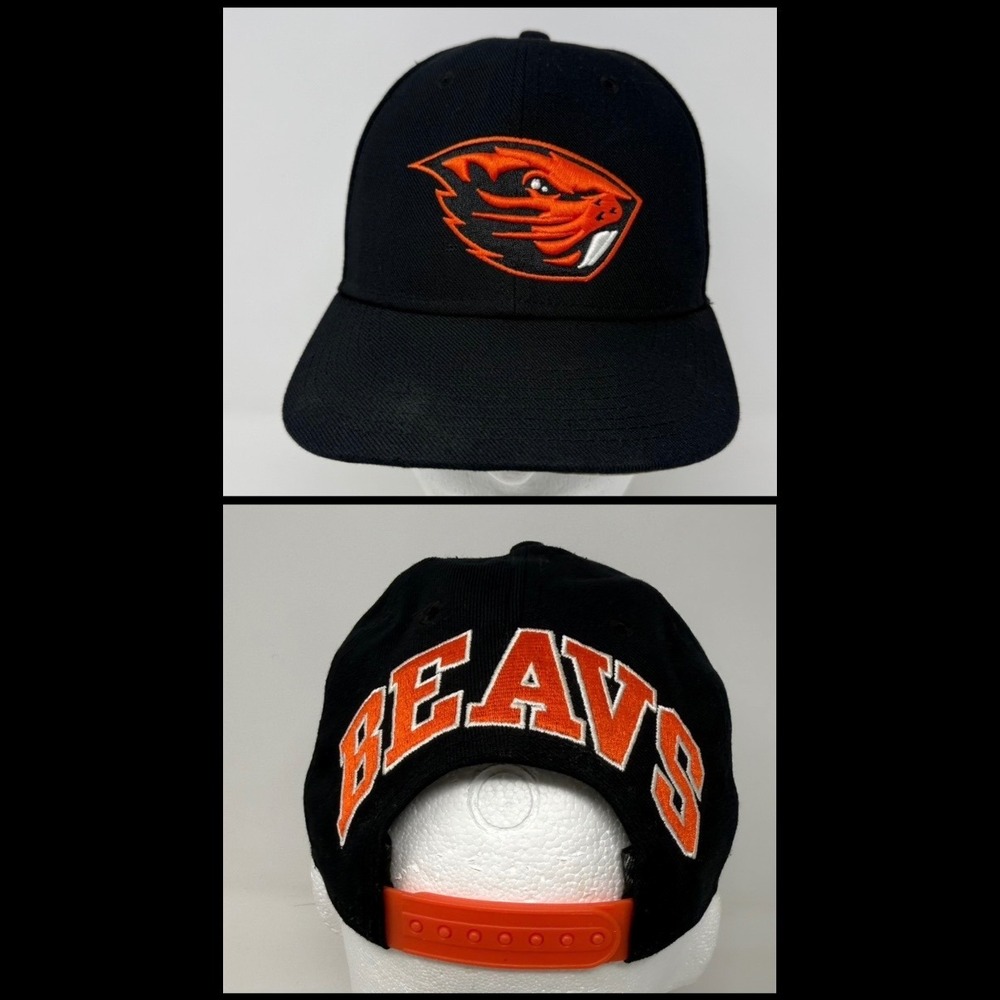 Nike True Oregon State Beavers Snapback Hat Black Orange NCAA BEAVS Cap Y2K